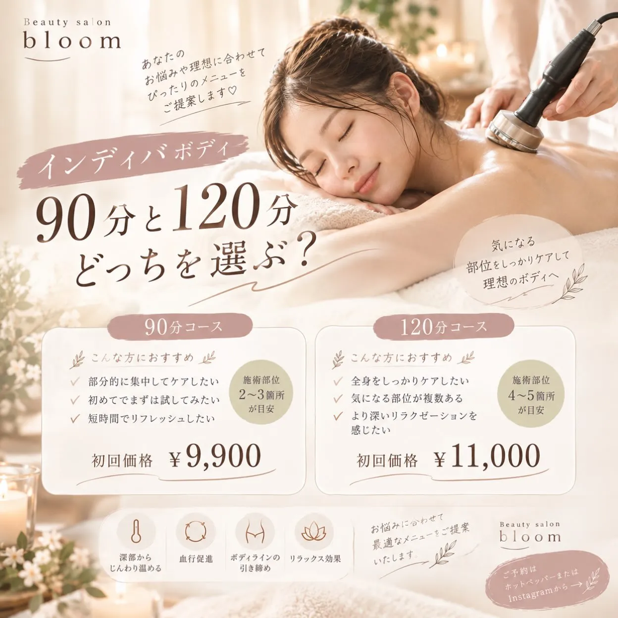 🌿 インディバボディ、90分と120分どっちを選ぶ？